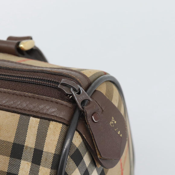 Burberrys Nova Check Boston Bag Canvas Beige Gold Auth 194885