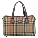 Burberrys Nova Check Boston Bag Canvas Beige Gold Auth 194885-13