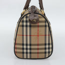 Burberrys Nova Check Boston Bag Canvas Beige Gold Auth 194885-3