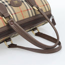 Burberrys Nova Check Boston Bag Canvas Beige Gold Auth 194885-7