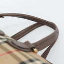 Burberrys Nova Check Boston Bag Canvas Beige Gold Auth 194885-8