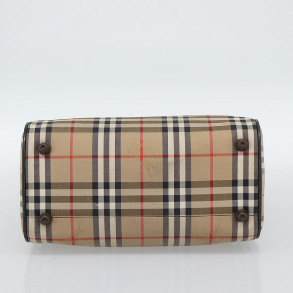 Burberrys Nova Check Boston Bag Canvas Beige Gold Auth 194885