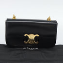 CELINE Triomphe Claude Chain Shoulder Bag Leather Black Gold Auth 194887SAM-10