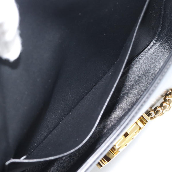 CELINE Triomphe Claude Chain Shoulder Bag Leather Black Gold Auth 194887SAM