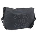 CHANEL Shoulder Bag PVC Canvas Black Silver CC Auth 194890-1