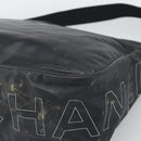 CHANEL Shoulder Bag PVC Canvas Black Silver CC Auth 194890-12