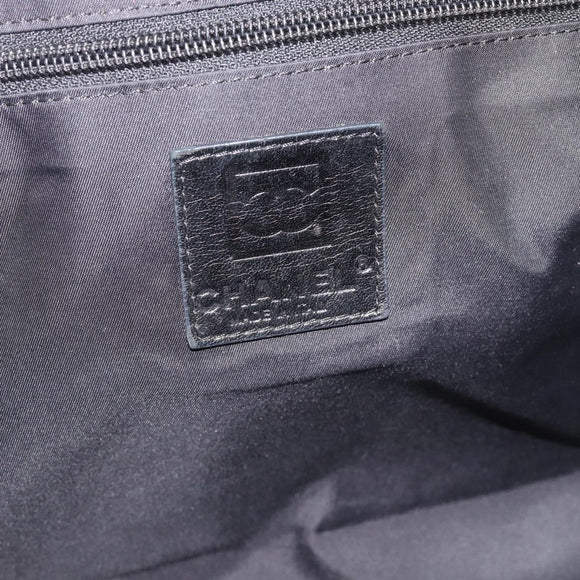 CHANEL Shoulder Bag PVC Canvas Black Silver CC Auth 194890