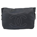 CHANEL Shoulder Bag PVC Canvas Black Silver CC Auth 194890-2