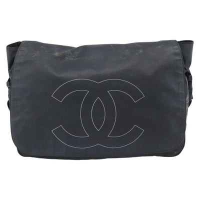 CHANEL Shoulder Bag PVC Canvas Black Silver CC Auth 194890 - 0
