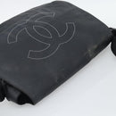 CHANEL Shoulder Bag PVC Canvas Black Silver CC Auth 194890-6