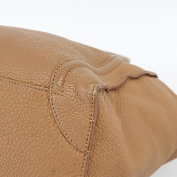 CELINE Luggage Micro Shopper Hand Bag Leather Brown Gold Auth 194891