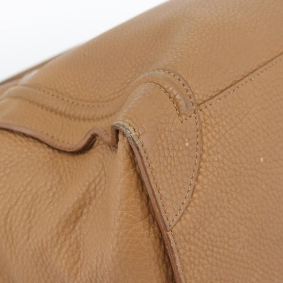 CELINE Luggage Micro Shopper Hand Bag Leather Brown Gold Auth 194891