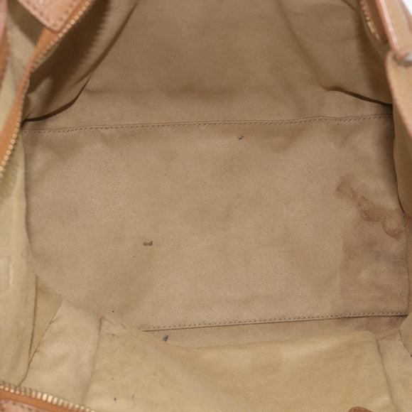 CELINE Luggage Micro Shopper Hand Bag Leather Brown Gold Auth 194891