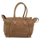CELINE Luggage Micro Shopper Hand Bag Leather Brown Gold Auth 194891-13