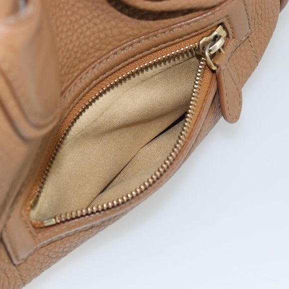 CELINE Luggage Micro Shopper Hand Bag Leather Brown Gold Auth 194891