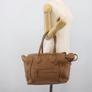 CELINE Luggage Micro Shopper Hand Bag Leather Brown Gold Auth 194891-23
