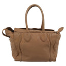 CELINE Luggage Micro Shopper Hand Bag Leather Brown Gold Auth 194891-2