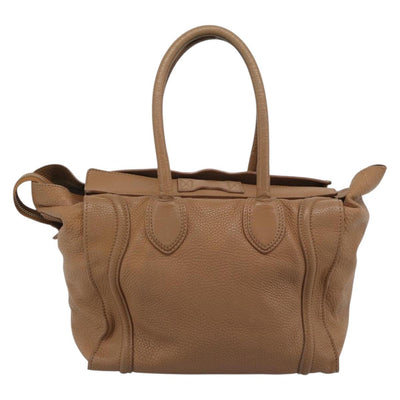 CELINE Luggage Micro Shopper Hand Bag Leather Brown Gold Auth 194891 - 0
