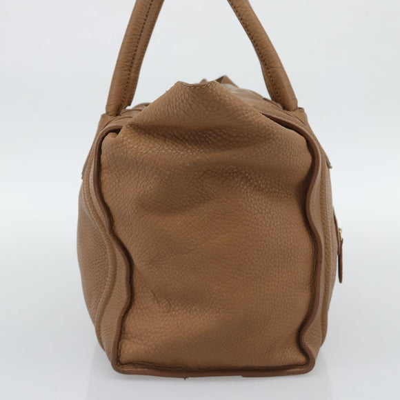 CELINE Luggage Micro Shopper Hand Bag Leather Brown Gold Auth 194891