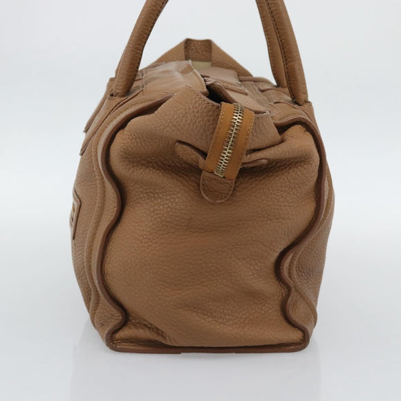 CELINE Luggage Micro Shopper Hand Bag Leather Brown Gold Auth 194891