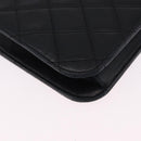 CHANEL Matelasse Chain Shoulder Bag Lamb Skin Black Gold CC Auth 194893-17