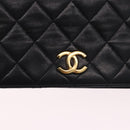 CHANEL Matelasse Chain Shoulder Bag Lamb Skin Black Gold CC Auth 194893-19
