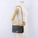 CHANEL Matelasse Chain Shoulder Bag Lamb Skin Black Gold CC Auth 194893-26