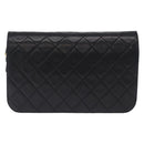 CHANEL Matelasse Chain Shoulder Bag Lamb Skin Black Gold CC Auth 194893-2