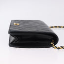 CHANEL Matelasse Chain Shoulder Bag Lamb Skin Black Gold CC Auth 194893-3