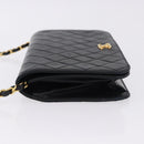 CHANEL Matelasse Chain Shoulder Bag Lamb Skin Black Gold CC Auth 194893-4