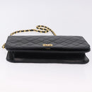 CHANEL Matelasse Chain Shoulder Bag Lamb Skin Black Gold CC Auth 194893-5