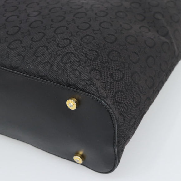 CELINE C Macadam Canvas Shoulder Bag Black Gold Auth 194894A