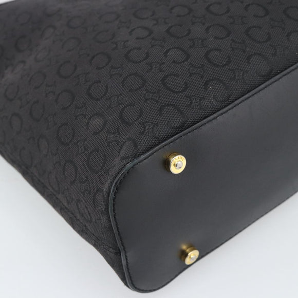 CELINE C Macadam Canvas Shoulder Bag Black Gold Auth 194894A