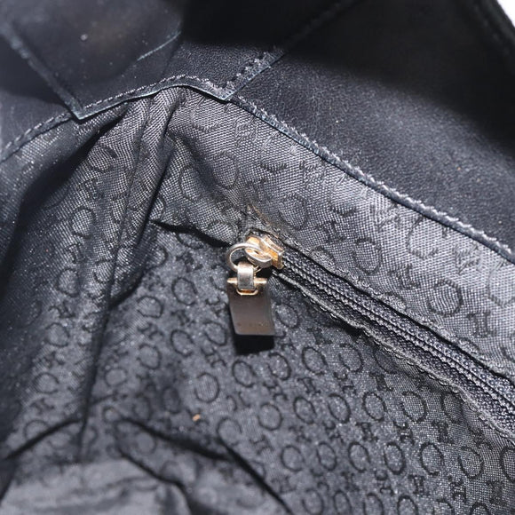 CELINE C Macadam Canvas Shoulder Bag Black Gold Auth 194894A