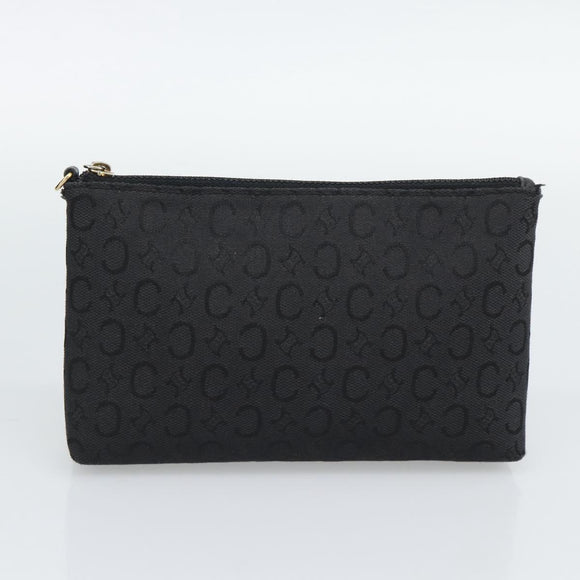 CELINE C Macadam Canvas Shoulder Bag Black Gold Auth 194894A