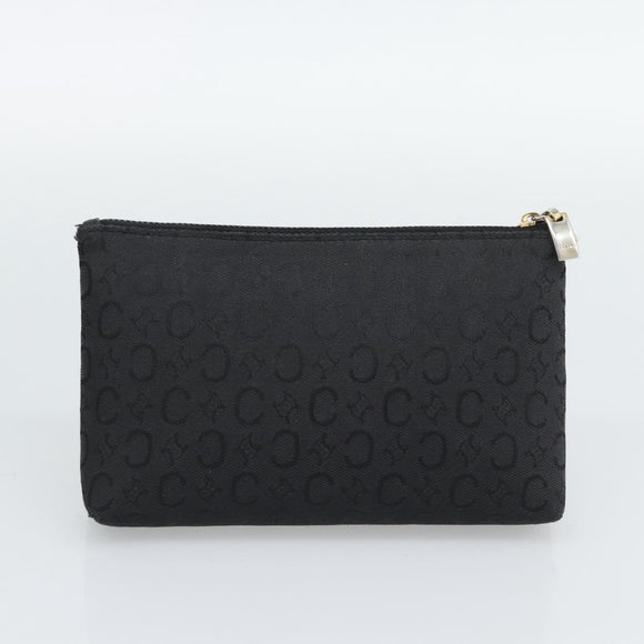 CELINE C Macadam Canvas Shoulder Bag Black Gold Auth 194894A