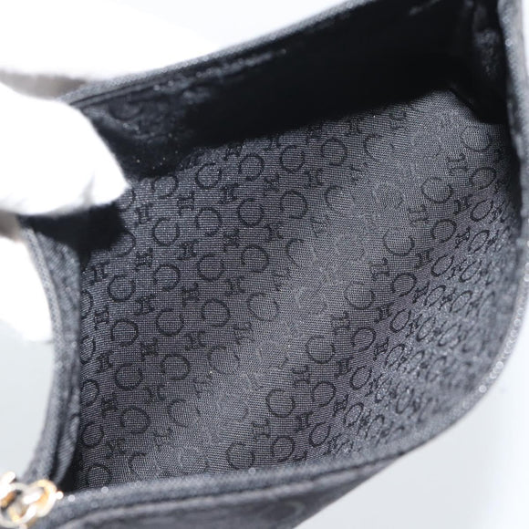 CELINE C Macadam Canvas Shoulder Bag Black Gold Auth 194894A