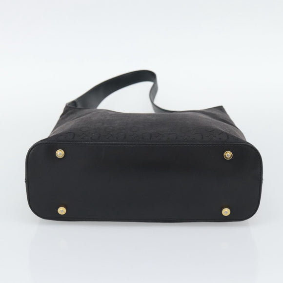 CELINE C Macadam Canvas Shoulder Bag Black Gold Auth 194894A
