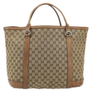 GUCCI GG Canvas Miss GG Tote Bag Beige Silver 336756 Auth 194896V-2