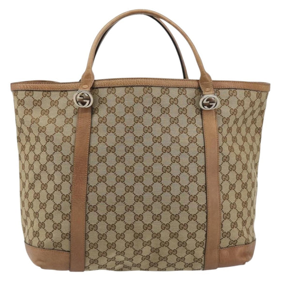 GUCCI GG Canvas Miss GG Tote Bag Beige Silver 336756 Auth 194896V