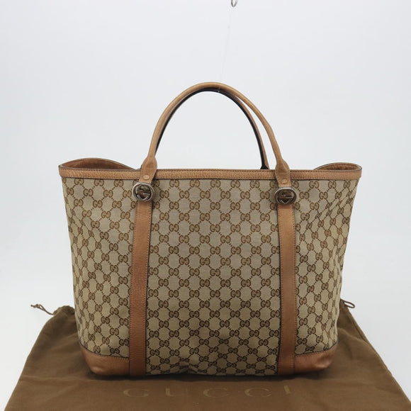 GUCCI GG Canvas Miss GG Tote Bag Beige Silver 336756 Auth 194896V