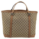 GUCCI GG Canvas Miss GG Tote Bag Beige Silver 336756 Auth 194896V-3