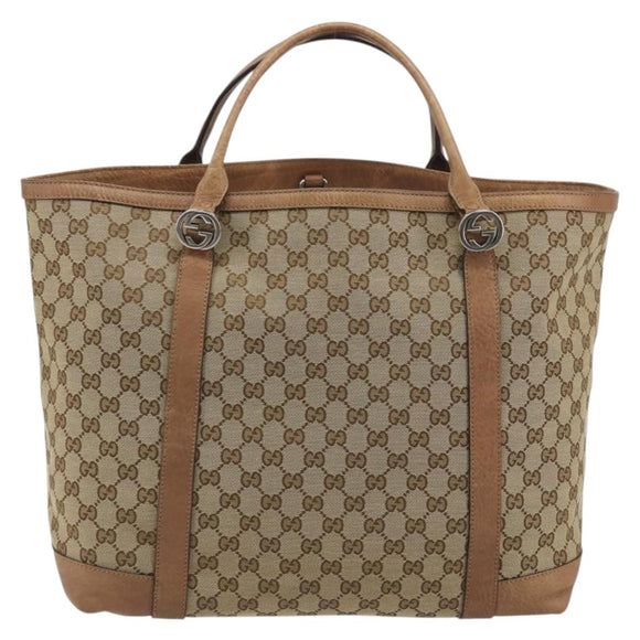 GUCCI GG Canvas Miss GG Tote Bag Beige Silver 336756 Auth 194896V