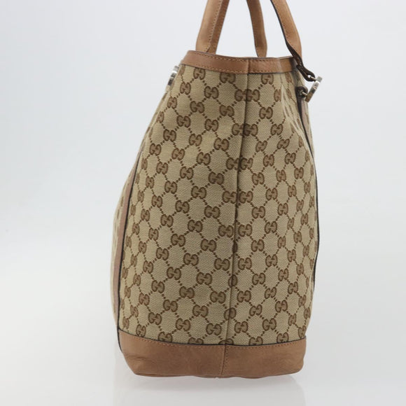 GUCCI GG Canvas Miss GG Tote Bag Beige Silver 336756 Auth 194896V