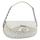 Christian Dior Trotter Canvas Romantic Chain Bag PVC White Silver Auth 194899V-1