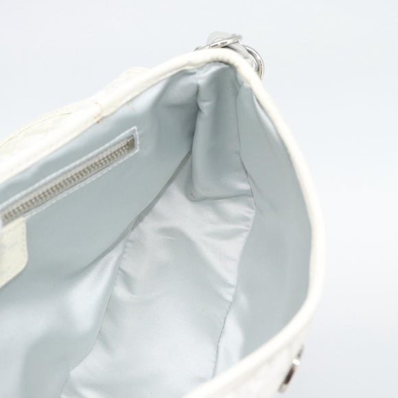 Christian Dior Trotter Canvas Romantic Chain Bag PVC White Silver Auth 194899V