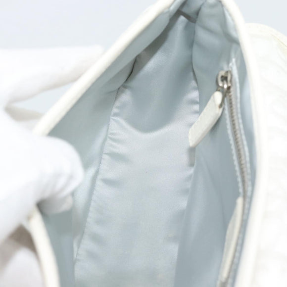 Christian Dior Trotter Canvas Romantic Chain Bag PVC White Silver Auth 194899V