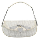 Christian Dior Trotter Canvas Romantic Chain Bag PVC White Silver Auth 194899V-2