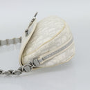 Christian Dior Trotter Canvas Romantic Chain Bag PVC White Silver Auth 194899V-4