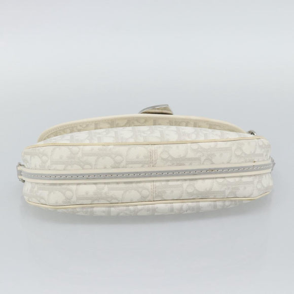 Christian Dior Trotter Canvas Romantic Chain Bag PVC White Silver Auth 194899V